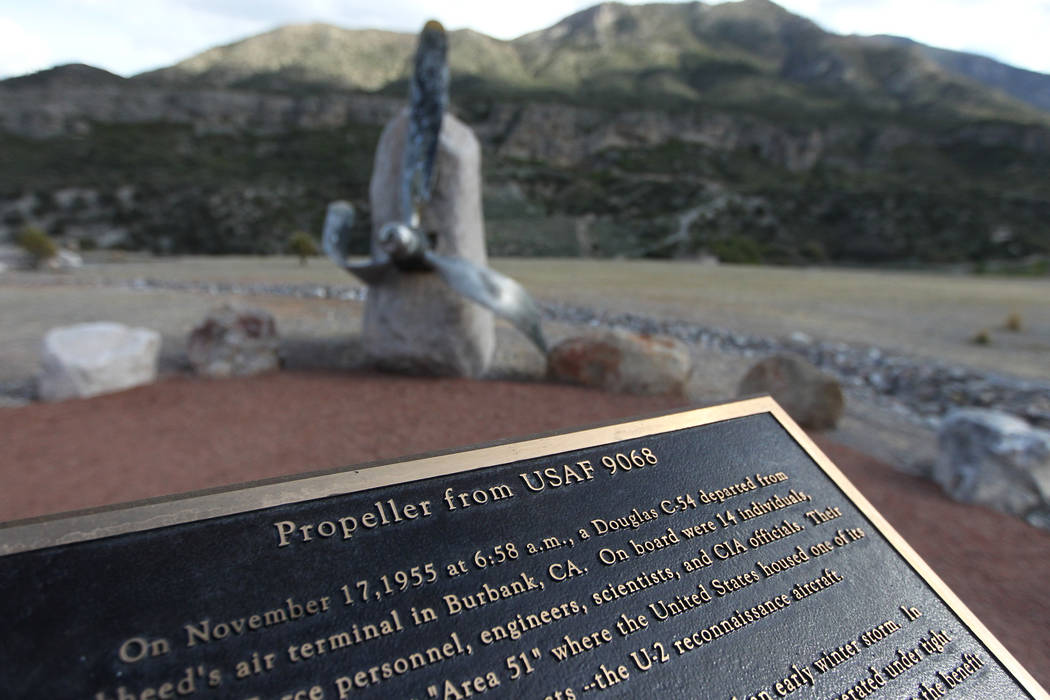 A Cold War memorial designed with the USAF 9068 propeller that crash at Mount Charleston during ...