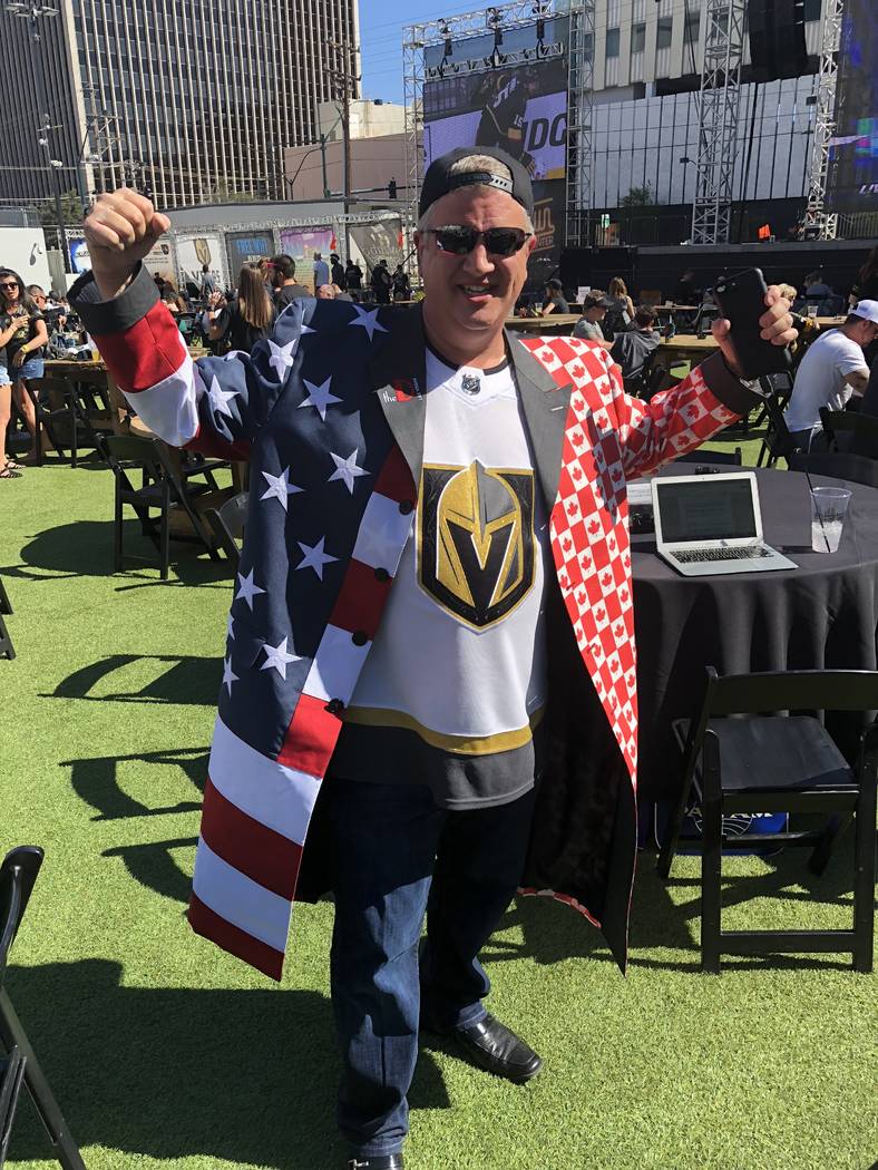 D Las Vegas co-owner Derek Stevens is shown at the official Vegas Golden Knights viewing party ...
