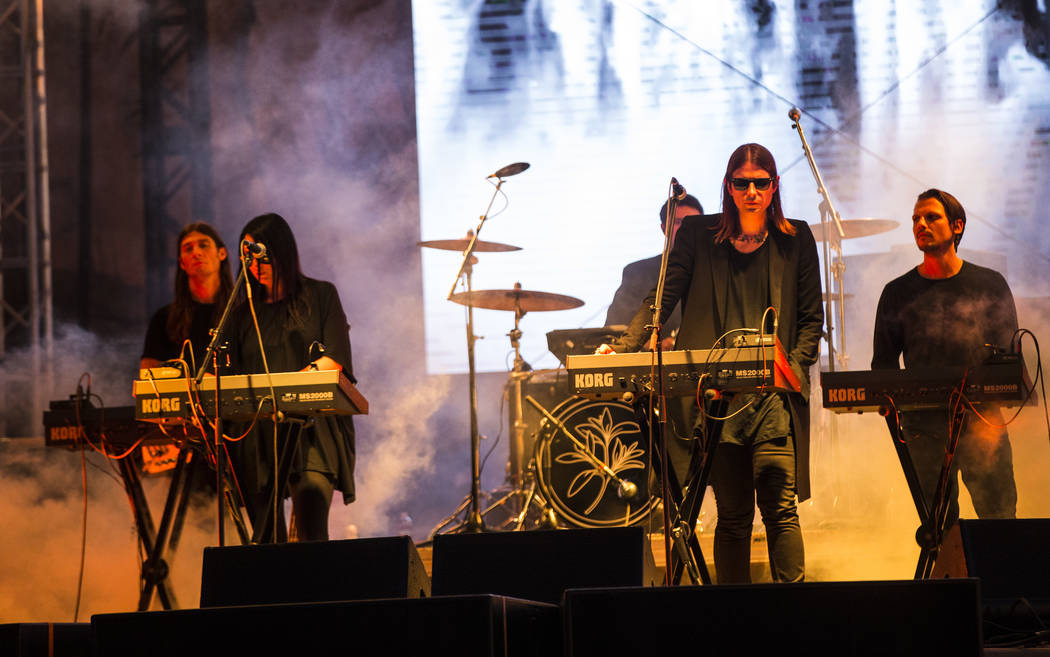 Cold Cave performs at the beach stage during the Psycho Las Vegas music festival at Mandalay Ba ...