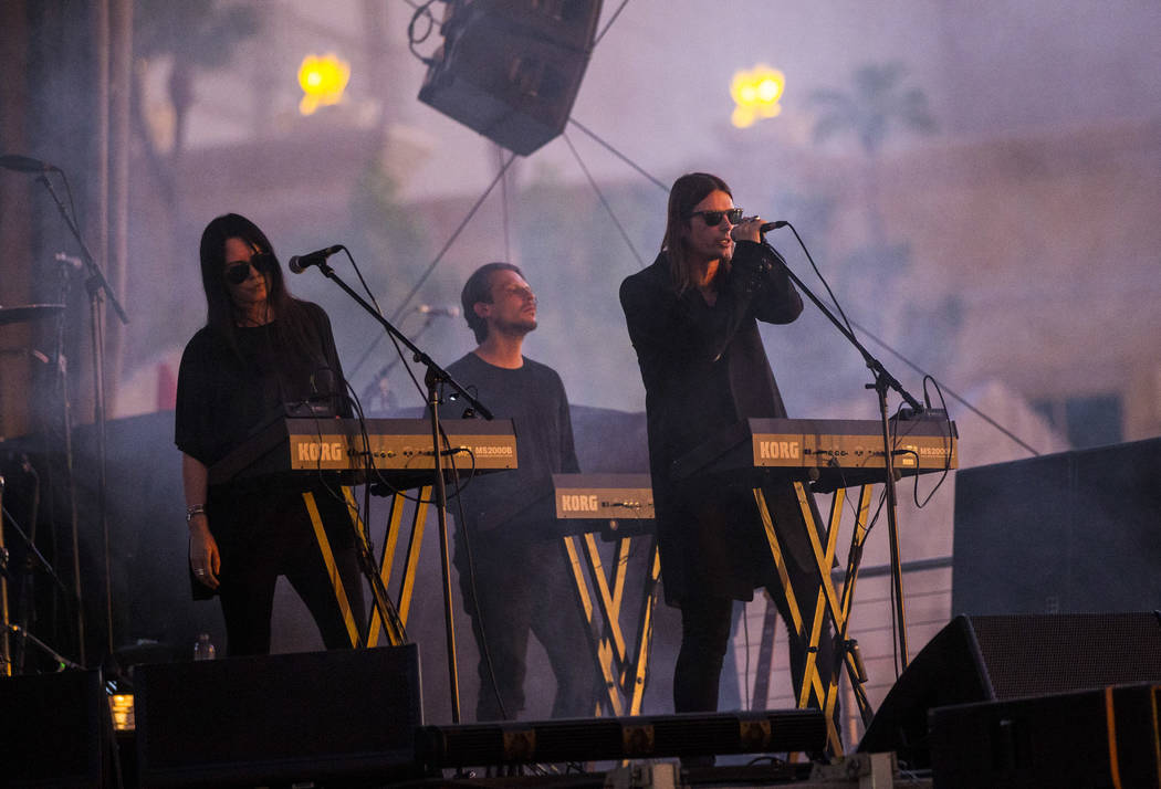 Cold Cave performs at the beach stage during the Psycho Las Vegas music festival at Mandalay Ba ...