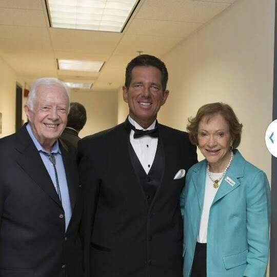 Jimmy Carter, left, David Osborne and Rosalynn Carter at Jimmy Carter's 91st birthday party in ...