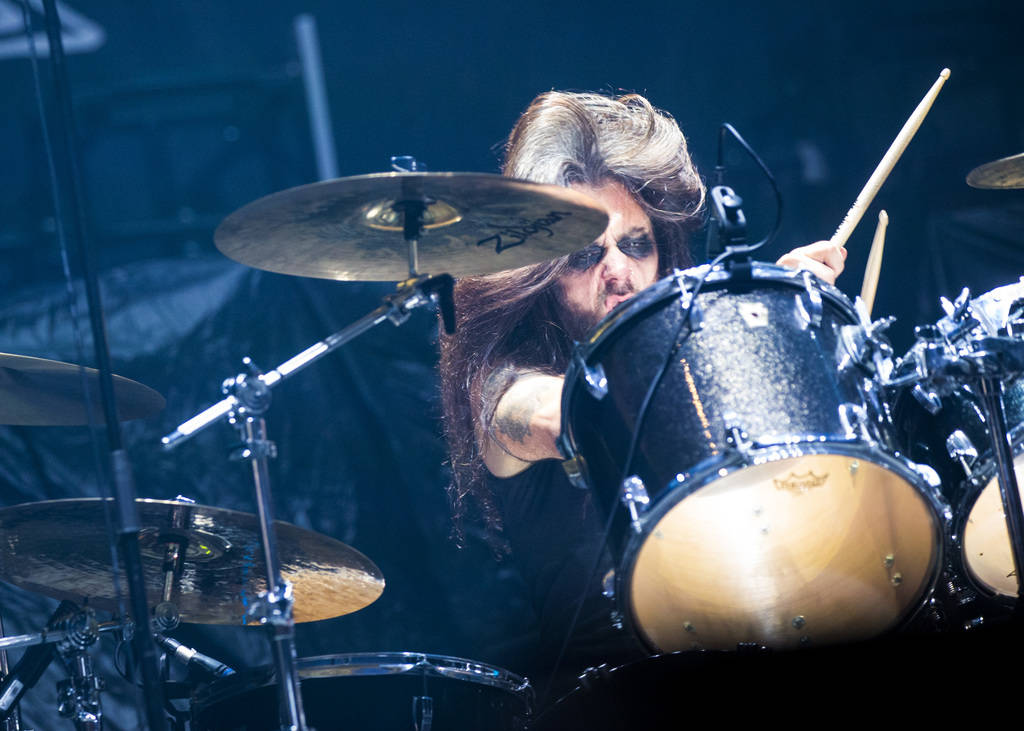 Alessandro Comerio, of Triumph of Death, performs at the Mandalay Bay Events Center during the ...