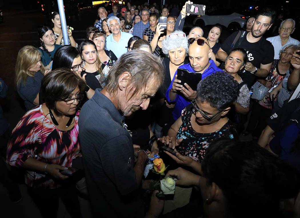 Antonio Bosco, husband of Margie Reckard who lost her life during a shooting, is offered condol ...