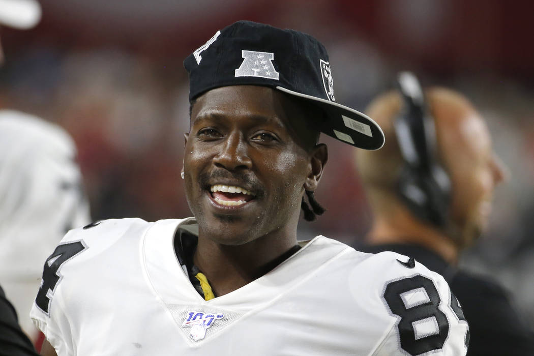 Oakland Raiders wide receiver Antonio Brown (84) during an an NFL preseason football game again ...