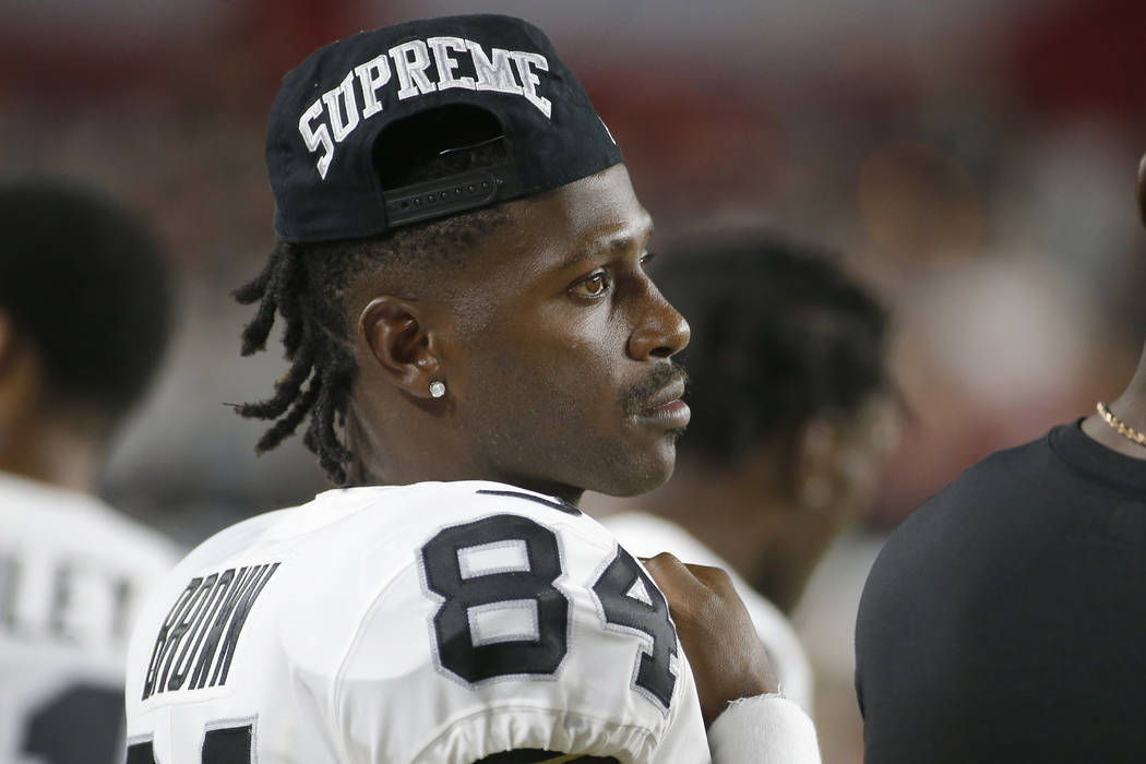 Oakland Raiders wide receiver Antonio Brown (84) during an an NFL preseason football game again ...