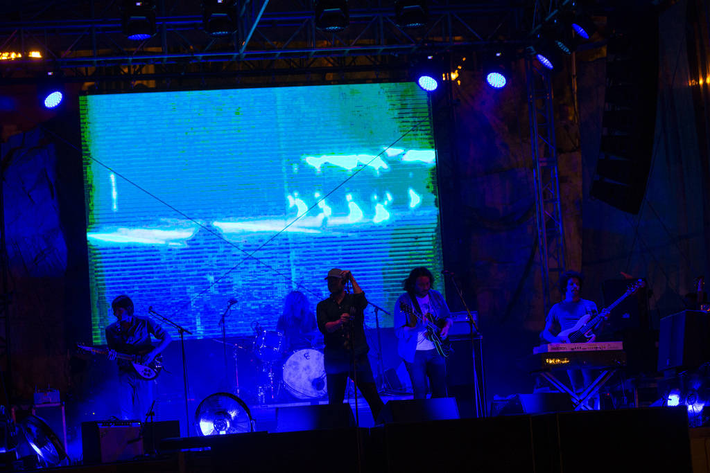 The Black Angels perform at the beach stage during the Psycho Las Vegas music festival at Manda ...