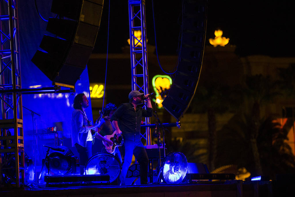 The Black Angels perform at the beach stage during the Psycho Las Vegas music festival at Manda ...