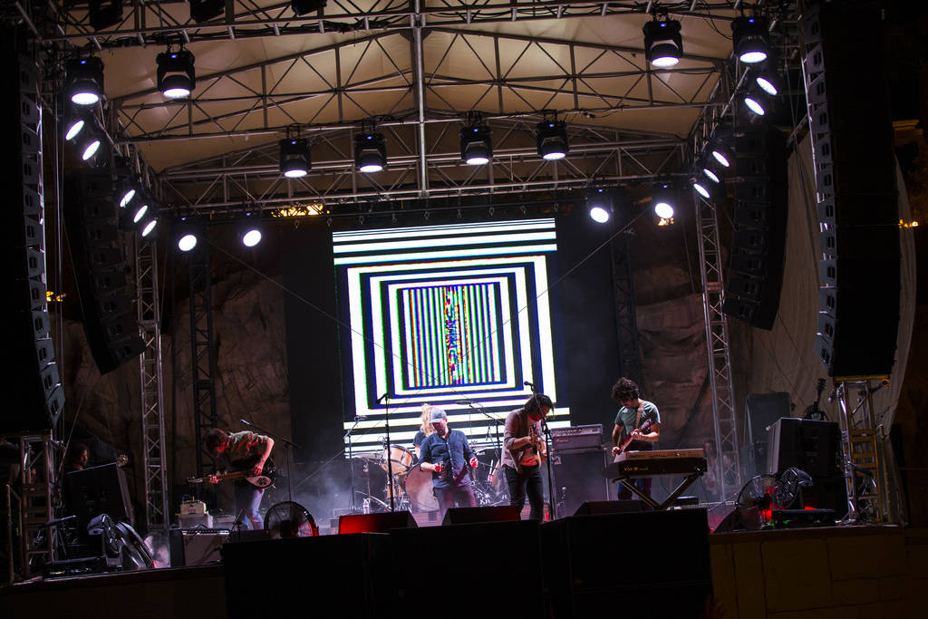 The Black Angels perform at the beach stage during the Psycho Las Vegas music festival at Manda ...