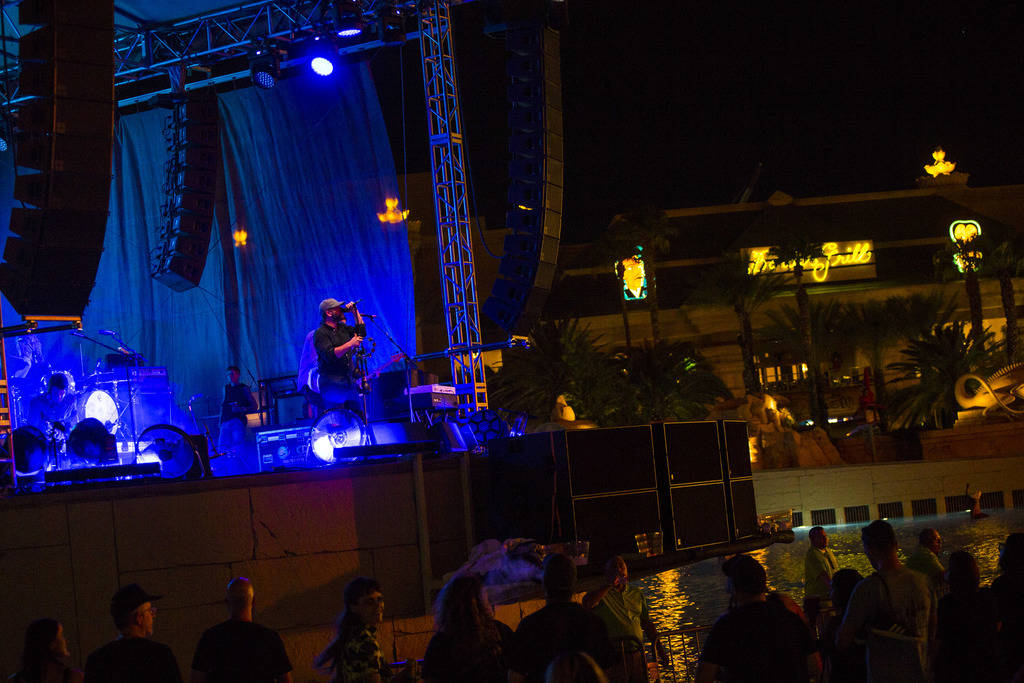 The Black Angels perform at the beach stage during the Psycho Las Vegas music festival at Manda ...