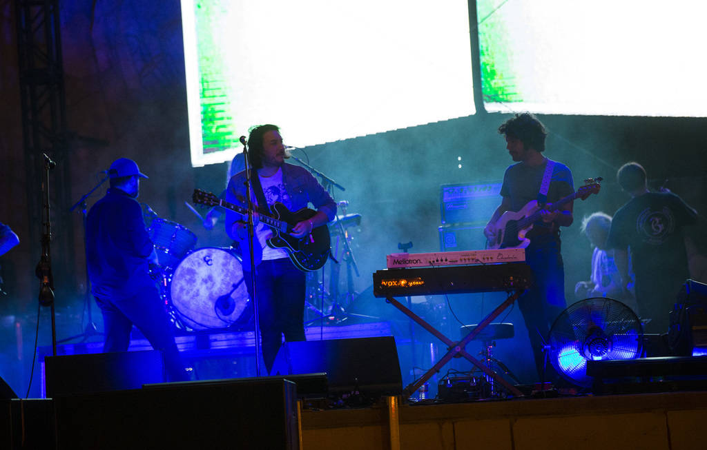 The Black Angels perform at the beach stage during the Psycho Las Vegas music festival at Manda ...