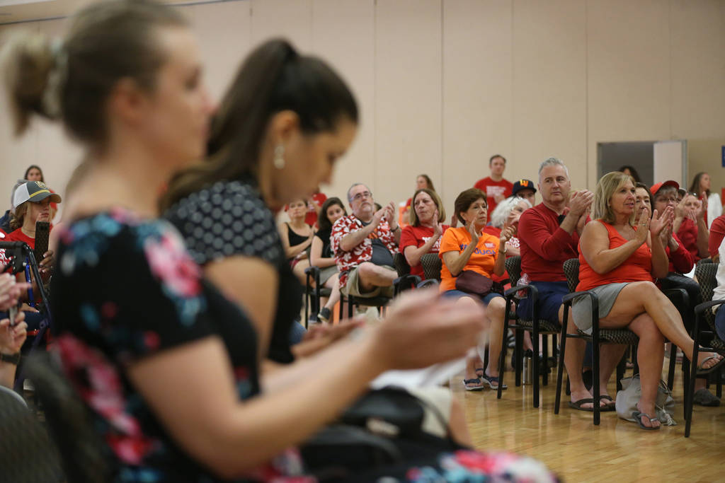 People attend an event by the Nevada chapter of Moms Demand Action for Gun Sense in America at ...