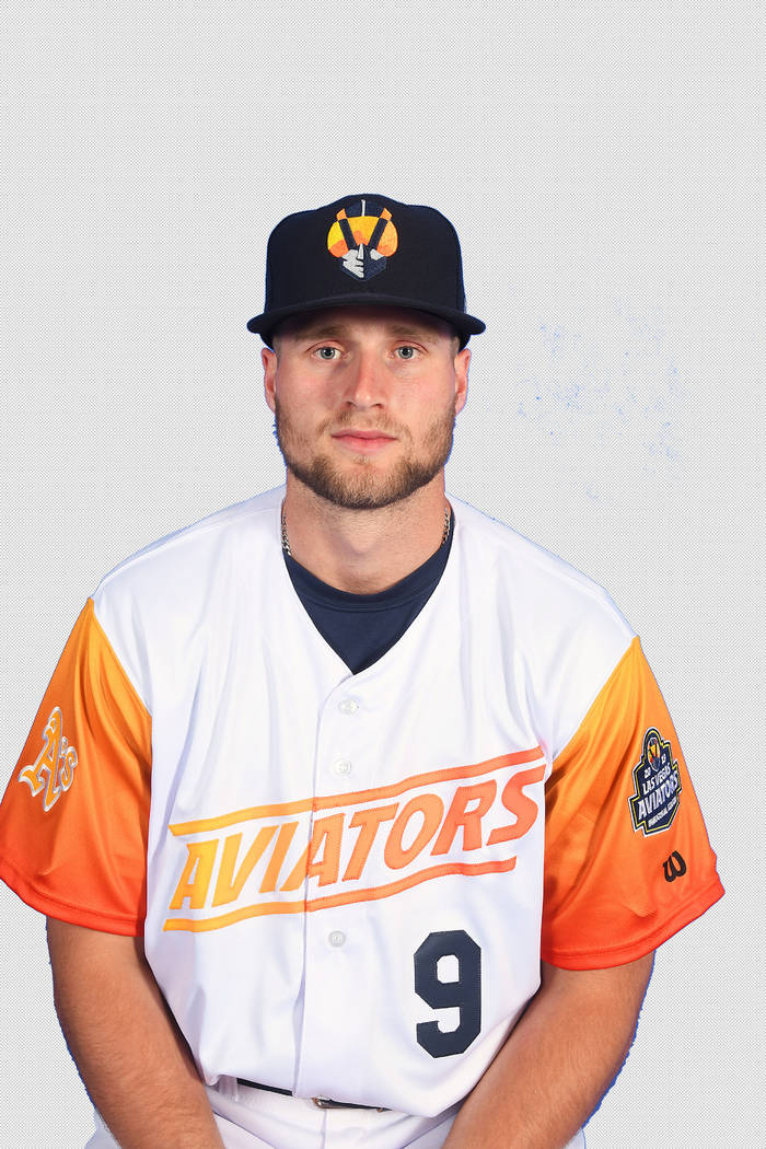 Las Vegas Aviators first baseman Seth Brown (9) pictured on media day at Las Vegas Ballpark on ...