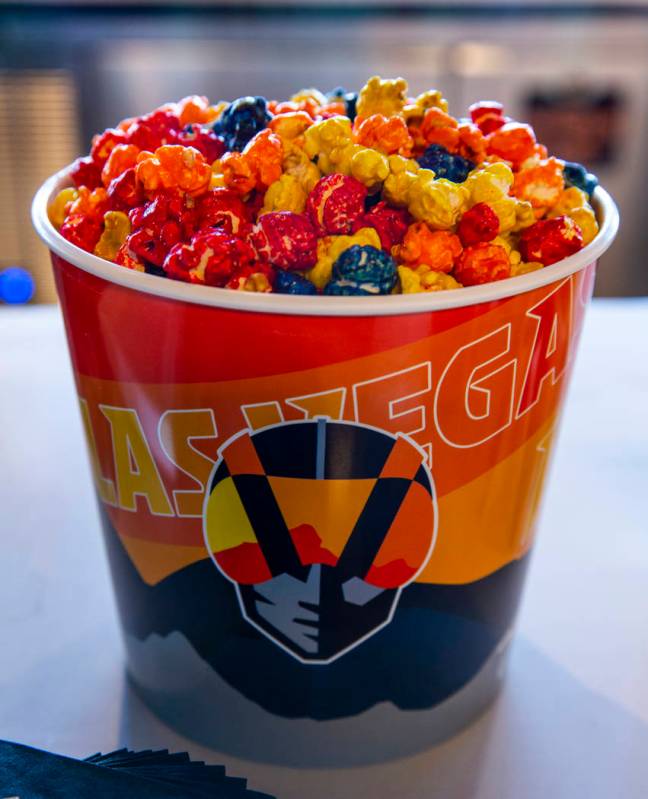 Some colorful popcorn for the tasting during a press conference announcing the Las Vegas Aviato ...