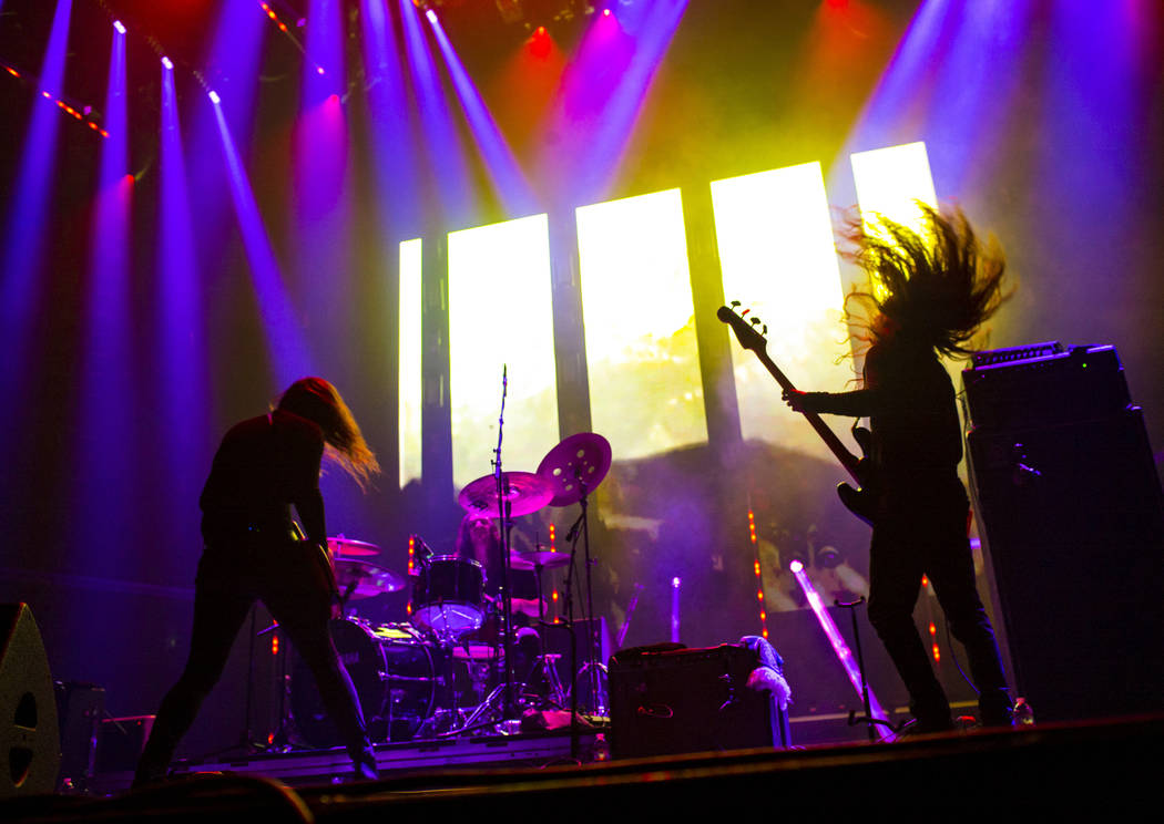 Kevin R. Starrs, left, and Justin Smith, of Uncle Acid & the Deadbeats, performs at the Mandala ...