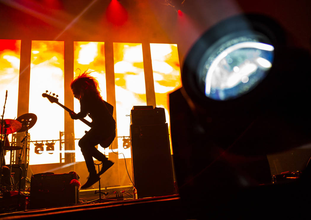 Justin Smith, of Uncle Acid & the Deadbeats, performs at the Mandalay Bay Events Center during ...