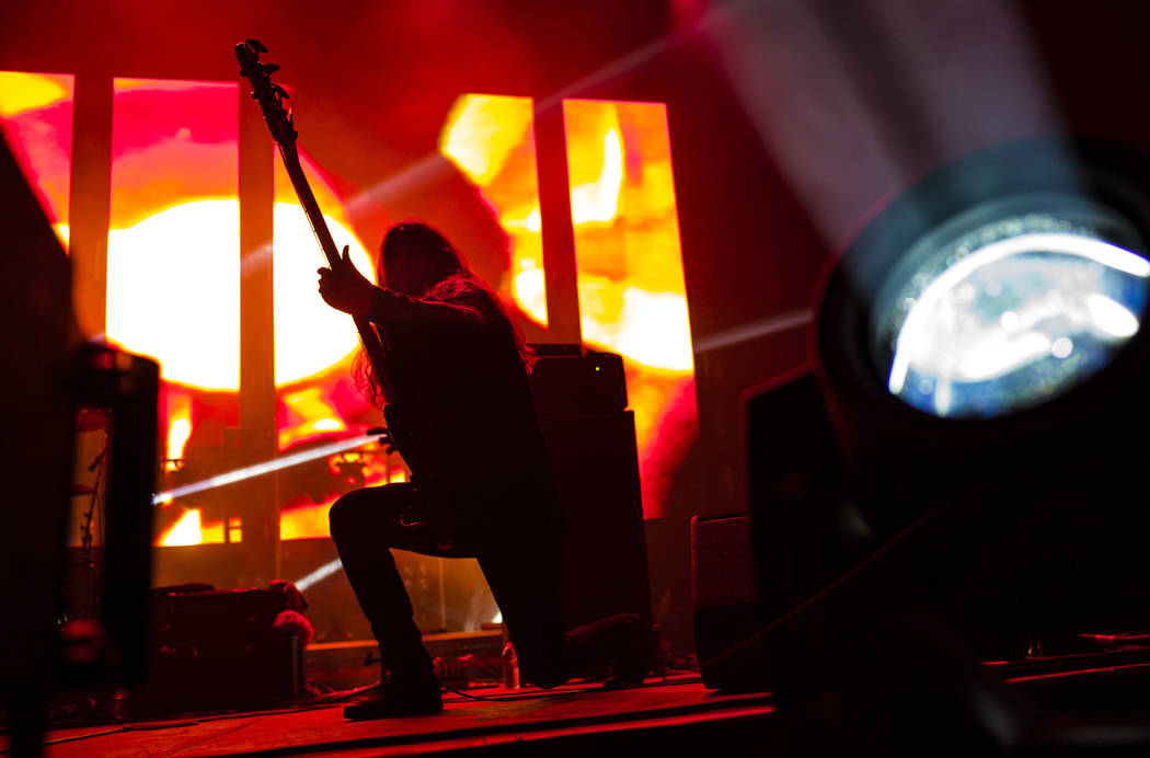 Justin Smith, of Uncle Acid & the Deadbeats, performs at the Mandalay Bay Events Center during ...