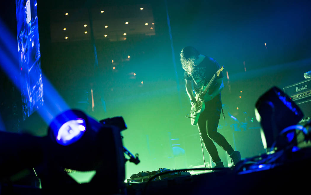 Alex Mackay, of Mogwai, performs at the Mandalay Bay Events Center during the Psycho Las Vegas ...