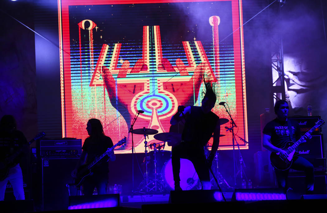 Deafheaven performs at the beach stage during the Psycho Las Vegas music festival at Mandalay B ...