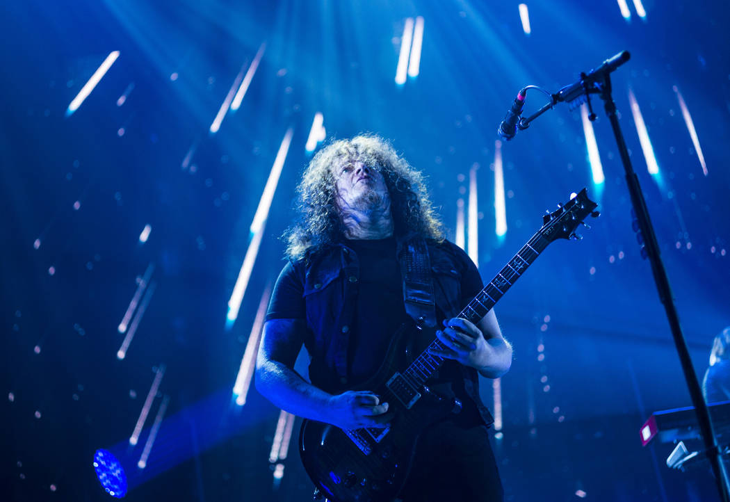 Fredrik Akesson, of Opeth, performs at the Mandalay Bay Events Center during the Psycho Las Veg ...