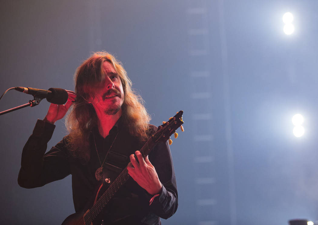 Mikael Akerfeldt, of Opeth, performs at the Mandalay Bay Events Center during the Psycho Las Ve ...