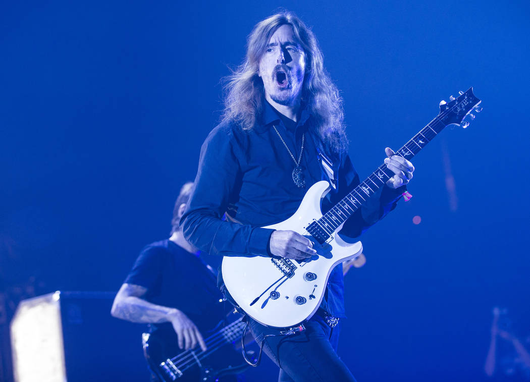 Mikael Akerfeldt, of Opeth, performs at the Mandalay Bay Events Center during the Psycho Las Ve ...