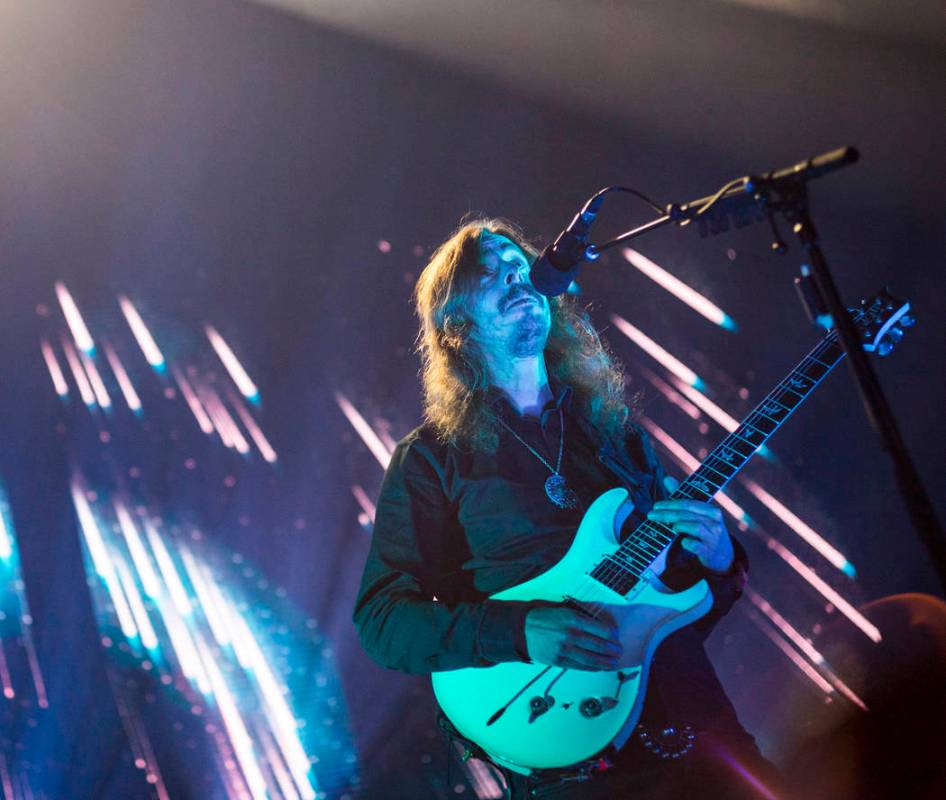 Mikael Akerfeldt, of Opeth, performs at the Mandalay Bay Events Center during the Psycho Las Ve ...