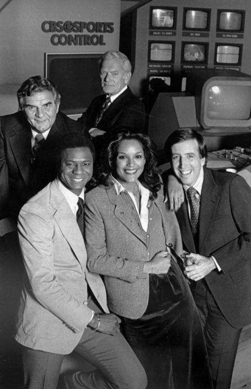 The cast of CBS-TV's "NFL Today" show pose in this undated photo. Clockwise from top ...