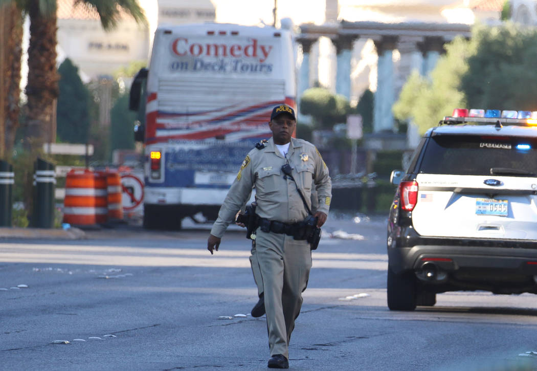 Las Vegas police are investigating after two pedestrians were injured, one critically, when the ...