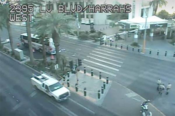 Las Vegas police are investigating after two pedestrians were injured, one critically, when the ...