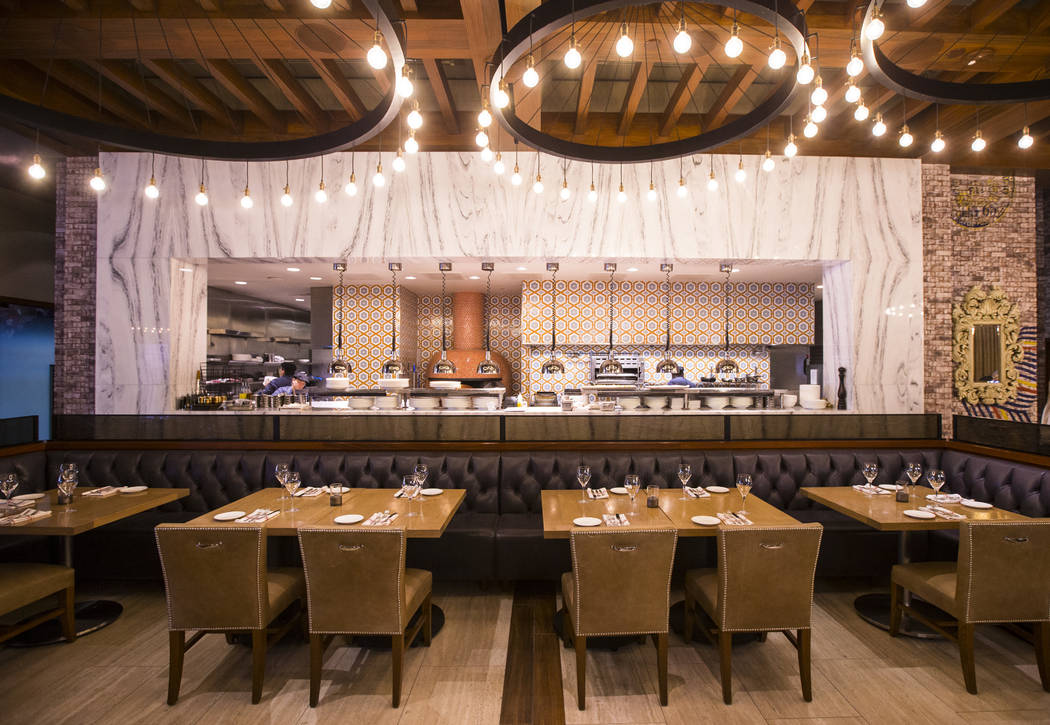 A view of the dining room and open kitchen area at Terra Rossa at Red Rock Resort in Las Vegas ...