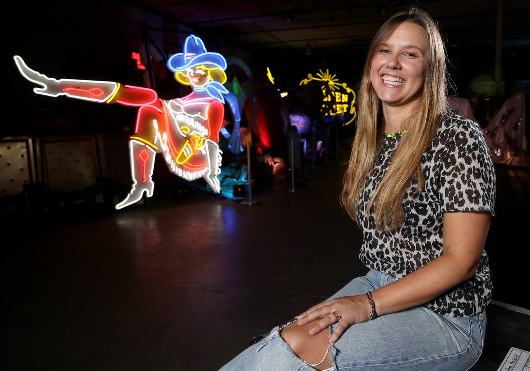 Julie Henson, artist in residence for the Neon Museum, at the museum's NE10 Studio in Las Vegas ...