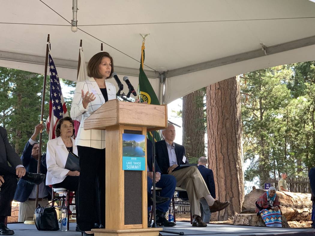 Nevada Sen. Catherine Cortez Masto at the 23rd annual Lake Tahoe Summit in South Lake Tahoe, Ca ...