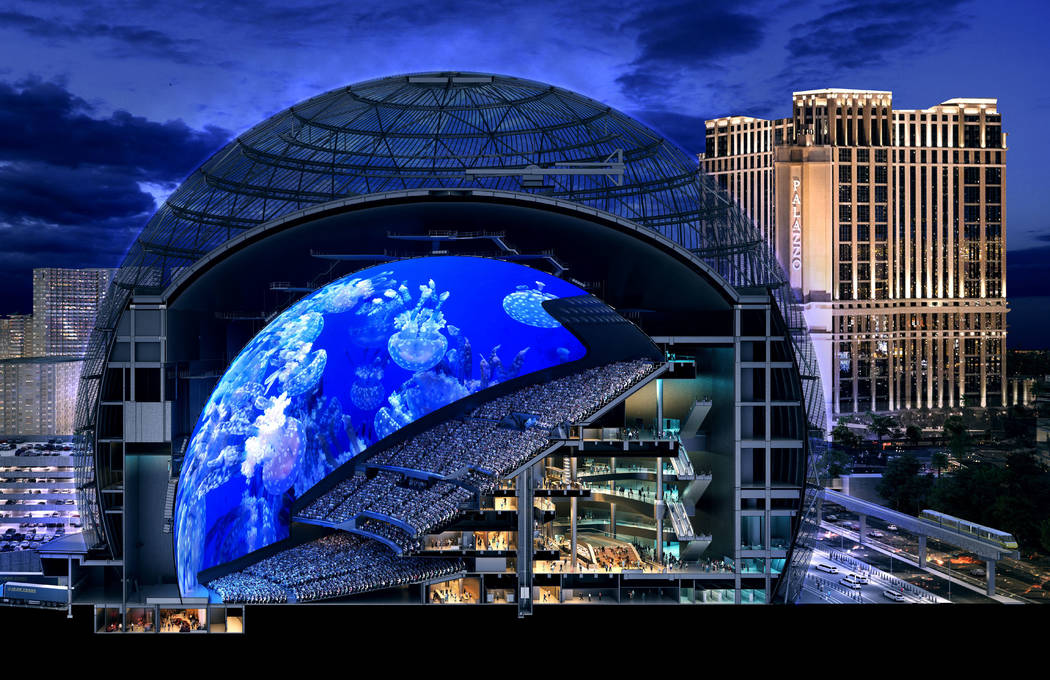 A rendered cross section of MSG Sphere at The Venetian. The state-of-the-art venue will have ni ...