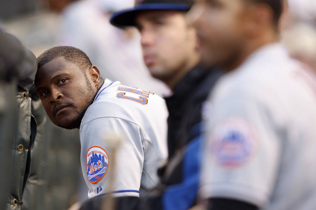 FILE - In this June 21, 2008 file photo, New York Mets second baseman Luis Castillo rests his h ...