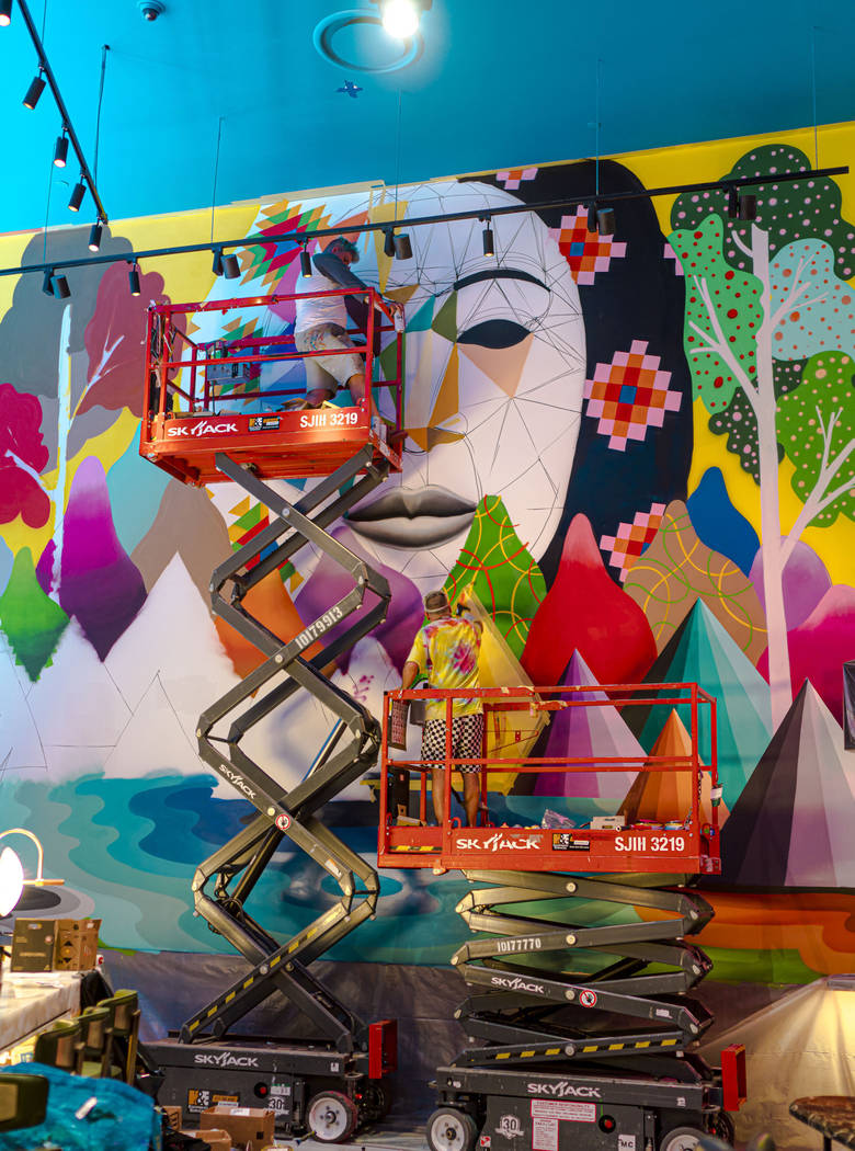 Artist Okuda San Miguel created "Mother Natura" at Mama Rabbit. (JustKids)Artist Okuda San Migu ...