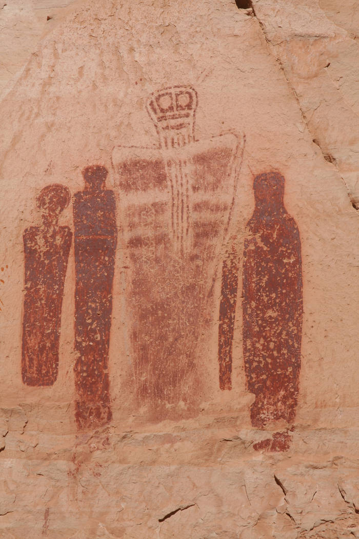 The Holy Ghost panel features pictographs close to seven feet tall. (Deborah Wall/Las Vegas Rev ...