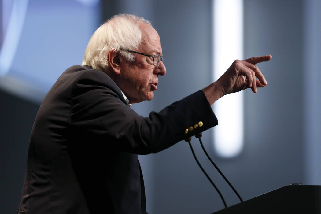 Democratic presidential candidate Sen. Bernie Sanders, I-Vt., speaks at the Iowa Federation of ...