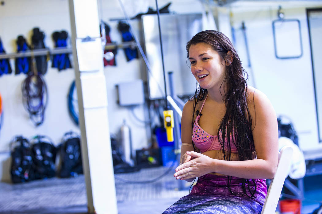 McKenzie Kawano, who works as a mermaid at the aquarium at the Silverton, talks about her job i ...