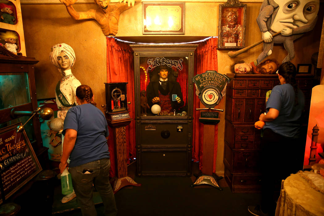 Clean Tastic workers Perla, left, and Valeria do custodial work in the Oddities Room at Zak Bag ...