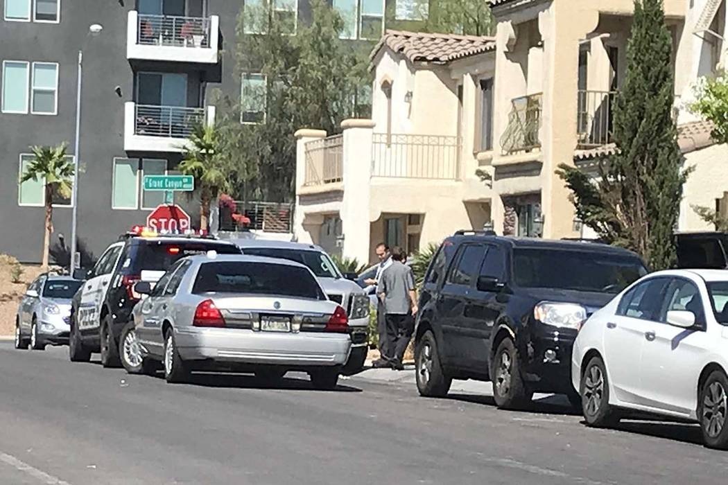 Police investigate a barricade situation Saturday, Aug. 24, 2019, near South Grand Canyon Drive ...