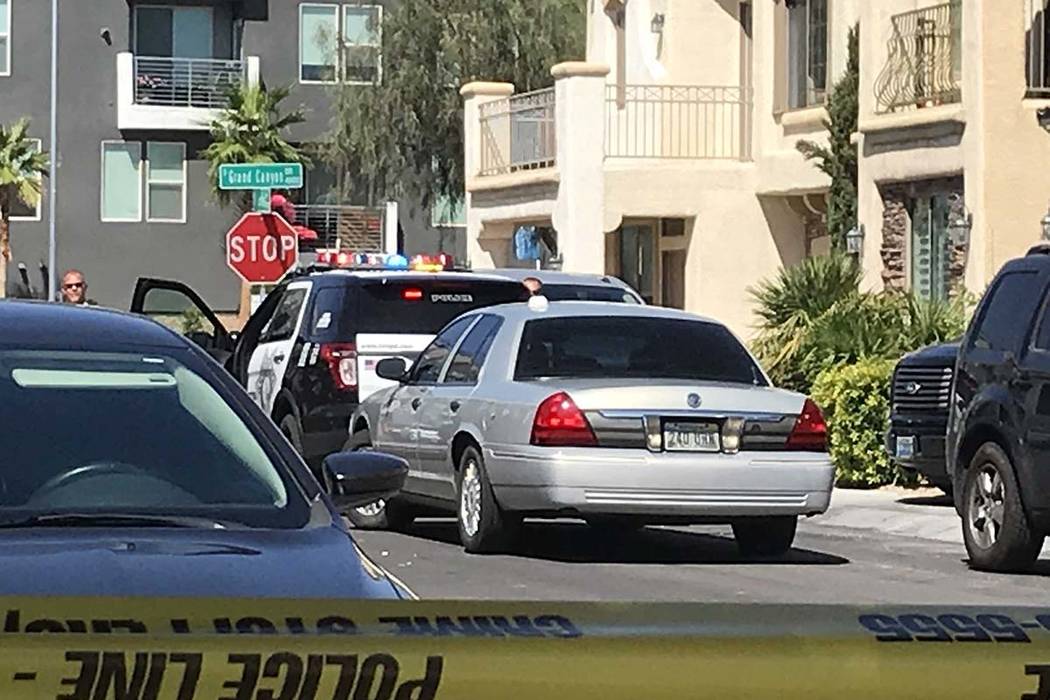 Police investigate a barricade situation Saturday, Aug. 24, 2019, near South Grand Canyon Drive ...