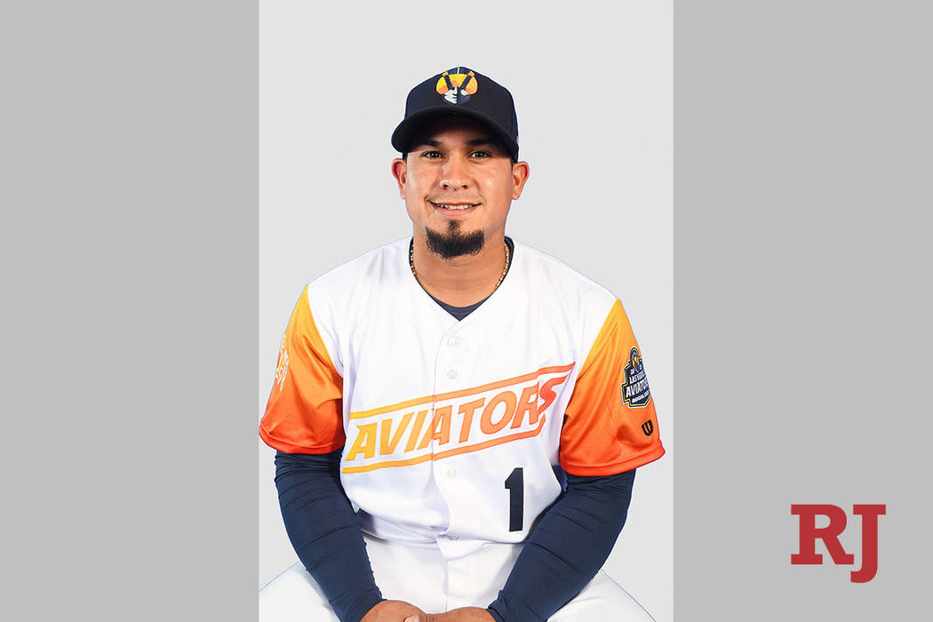 Las Vegas Aviators second baseman Franklin Barreto (1) pictured on media day at Las Vegas Ballp ...