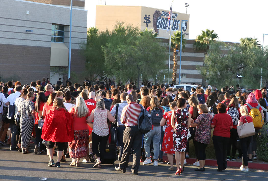 Teachers and administrators at Spring Valley High School staged a protest to demand appropriat ...