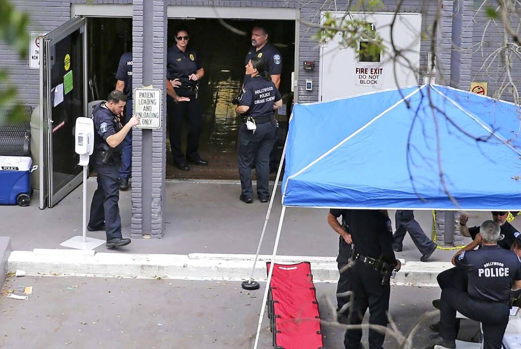 A Sept. 13, 2017, file photo shows a police staging area at the south entrance of the Rehabilit ...