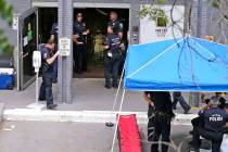 A Sept. 13, 2017, file photo shows a police staging area at the south entrance of the Rehabilit ...