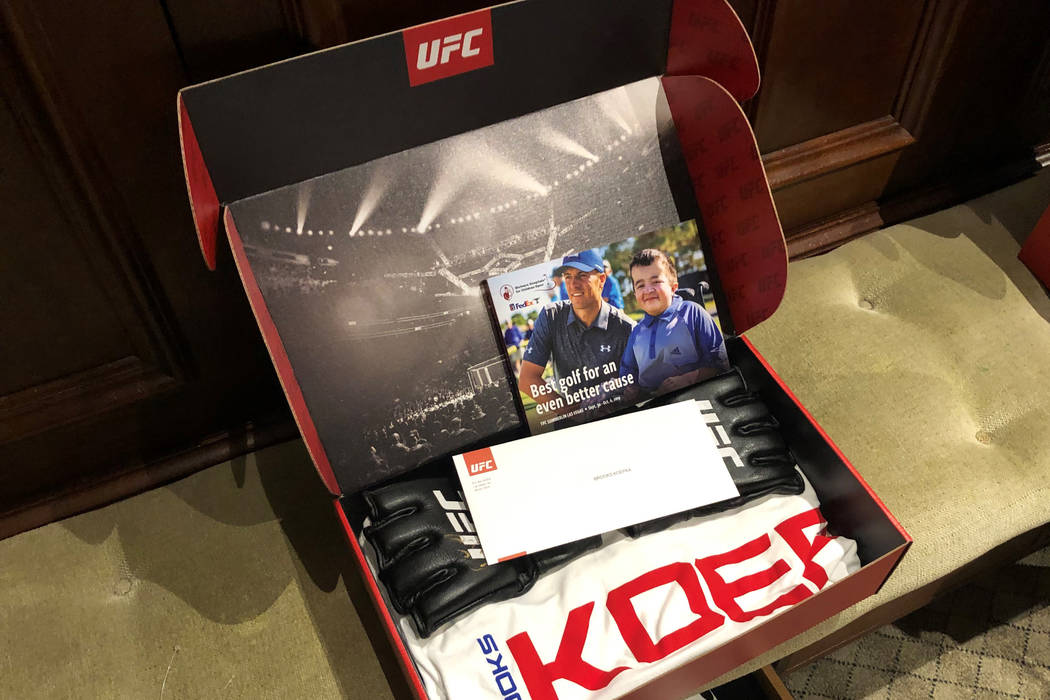 A custom UFC gift box featuring a letter from president Dana White that served as an invitation ...