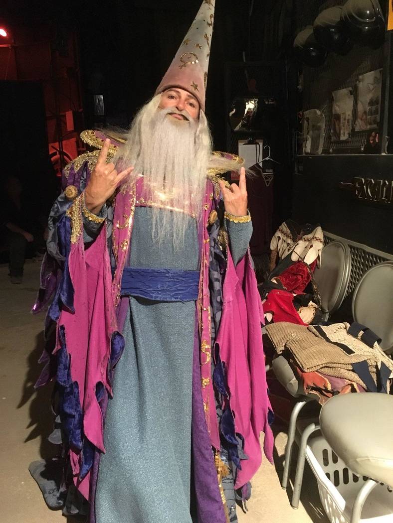 Troy Burgess of "Tournament of Kings" is shown as Merlin backstage at Excalibur on the Las Vega ...