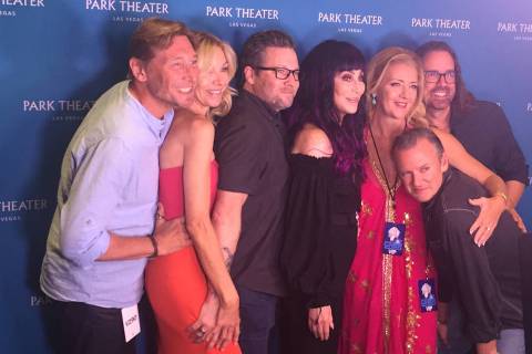 Cher is shown with members of her 1989-1990 "Heart of Stone" tour at Park Theater on Saturday, ...