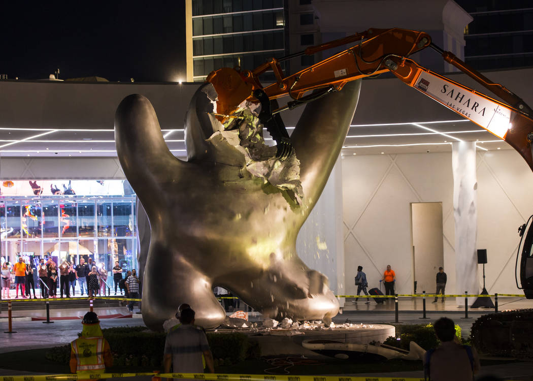 The "Sam by Starck" statue at the SLS Las Vegas is demolished ahead of the resort's t ...