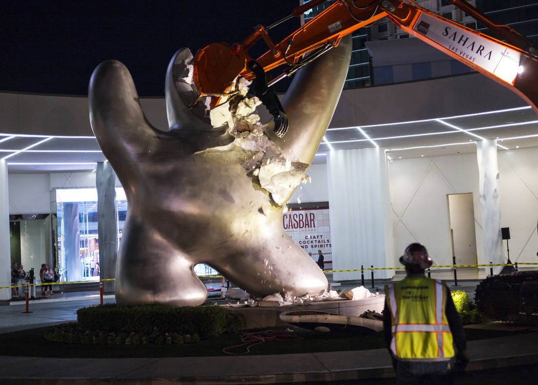 The "Sam by Starck" statue at the SLS Las Vegas is demolished ahead of the resort's t ...